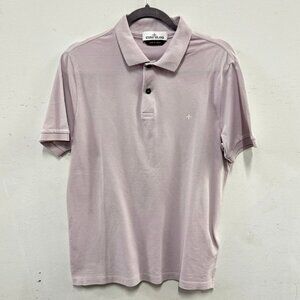 STONE ISLAND light lavender cotton short sleeve slim fit polo shirt